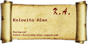 Kolovits Alex névjegykártya